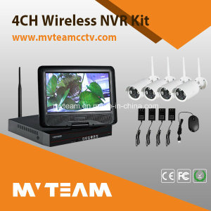 4CH 720p Free Cms Software Wireless CCTV Security System with 10 Inch LCD Screen (MVT-K04T)
